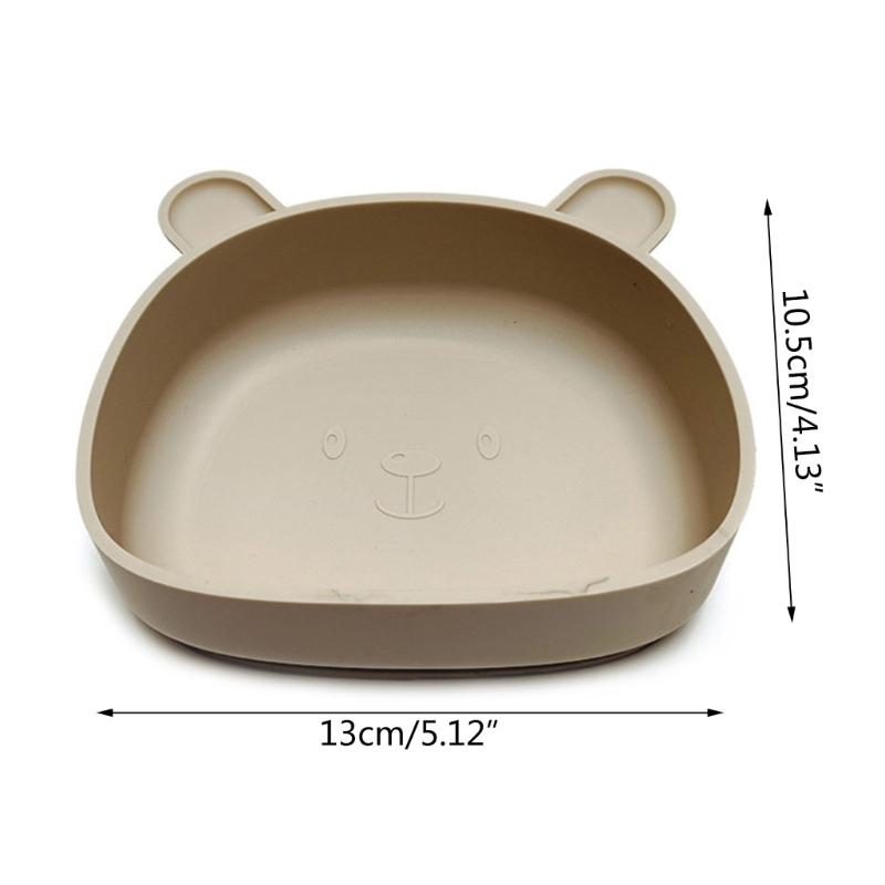 Cartoon Bear Toddlers Learning To Eat Dinning Plate Silicone Suction Cup Bowl Scaldproof Tableware for Baby 6+ Month