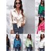 Solid-Color Long-Sleeve Business Shirt Top Satin Long Sleeve Shirt Top