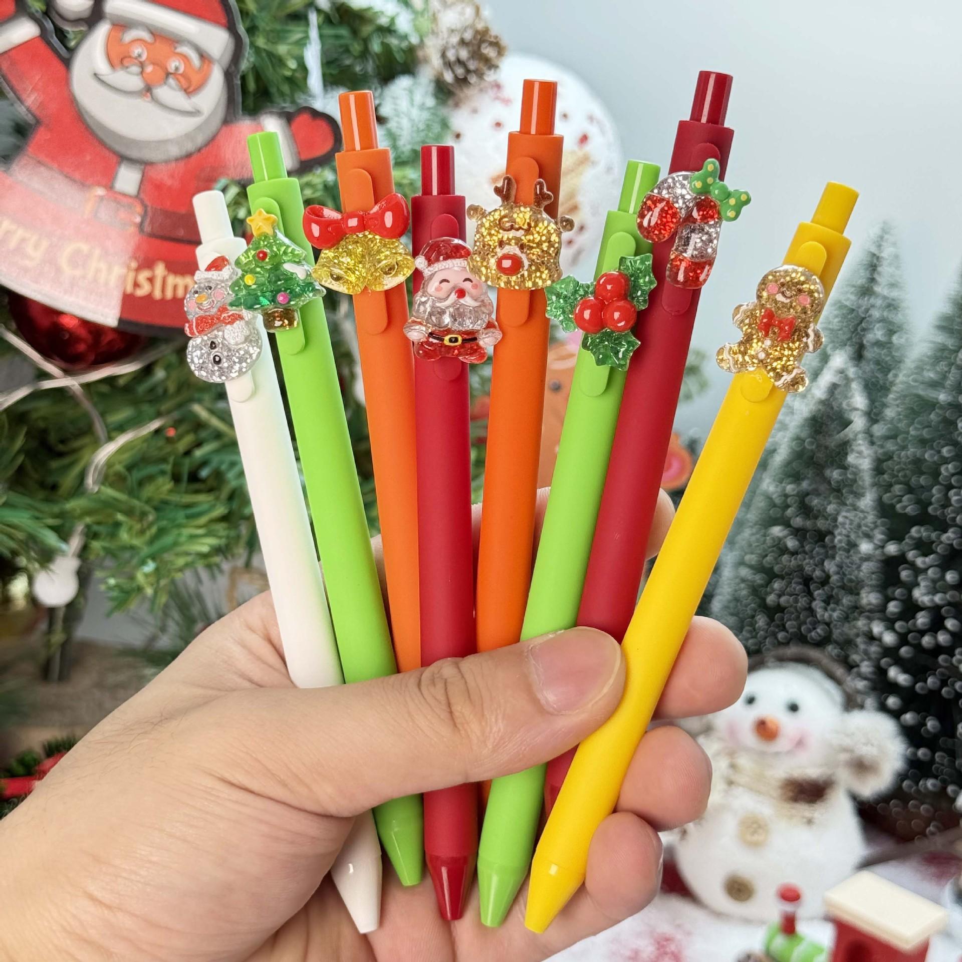 

10Pcs Creative Cartoon Multicolor Santa Claus Series Patch Press Ballpoint Pen School Office Supplies Prize Gift Writing Tools Holiday Gift Novelty St Random style
