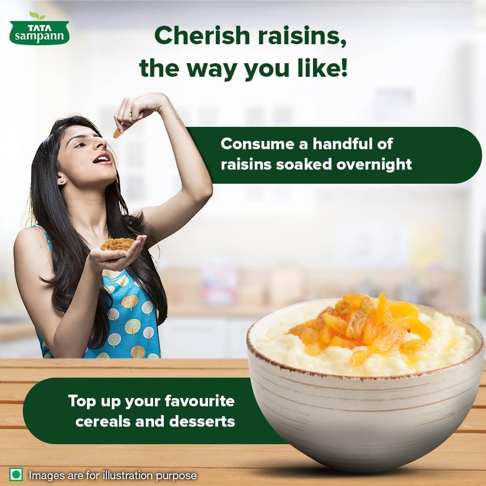 TATA Sampann Pure Raisins Seedless 500g Pack Of Premium Dry Fruits Green Kishmish Snack