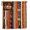 Seasonal Festival Gift Halloween Rag Banner, Orange Black Skull Ghost Pumpkin Hanging Decoration, Rustic Theme Banner Fabric Stripe for Front