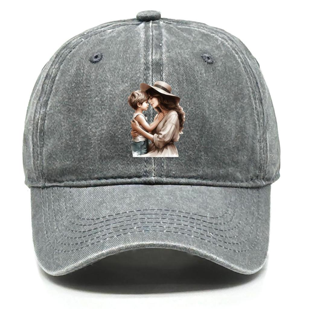 Mother Print Adjustable Sun Hat, Family Sports Hat Vintage-Inspired Lightweight Non-Stretch Fabric Solid Color Snapback Baseball Cap