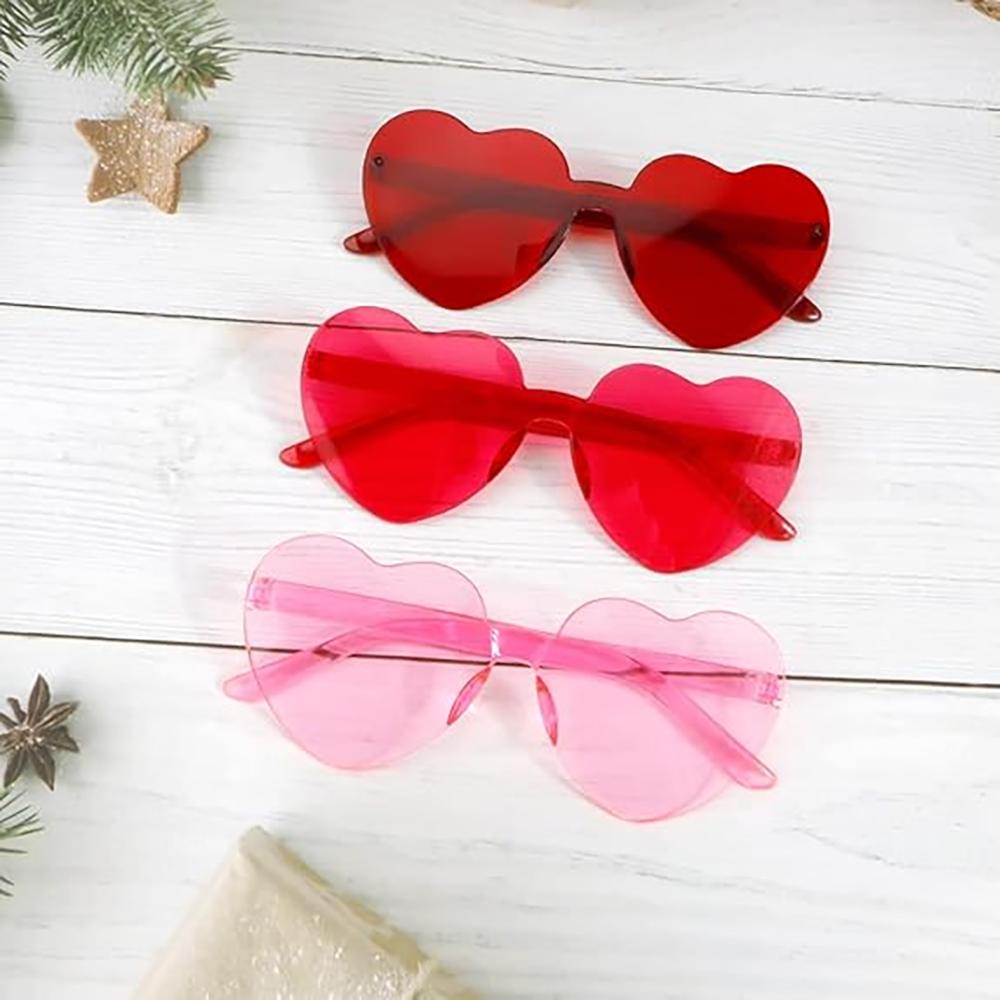 3Pack Heart Shaped Glasses Party Decor Valentine's Day Love Theme Bridal Shower Wedding Honeymoon Engagement Bridesmaid Gift