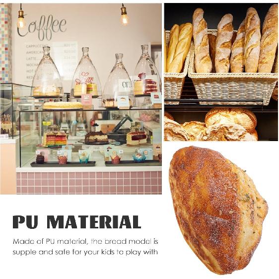 HOMSFOU Artificial French Bread Realistic Food Model Photography Prop, Bakery Display, Household Decor, 15.5X9CM, Bright Color, Rustic Style,
