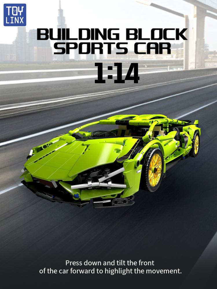 ToylinX 1:14 Technical Building Blocks Car Racing Sport Speed Vehicle Model City Mechanical Super Bricks Puzzle Toys Adult Gifts
