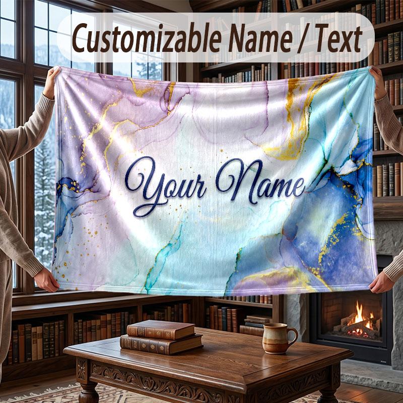 Manta Geométricas Abstratas com Nome Personalizado Manta Macia e Aconchegante para Casa Sofá Cama