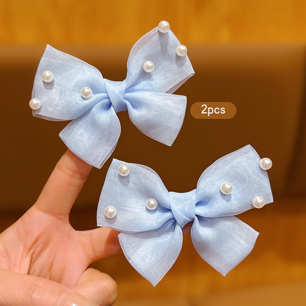 2 Blue Bow Hair Clips and Hair Accessories Suitable for Daily Use