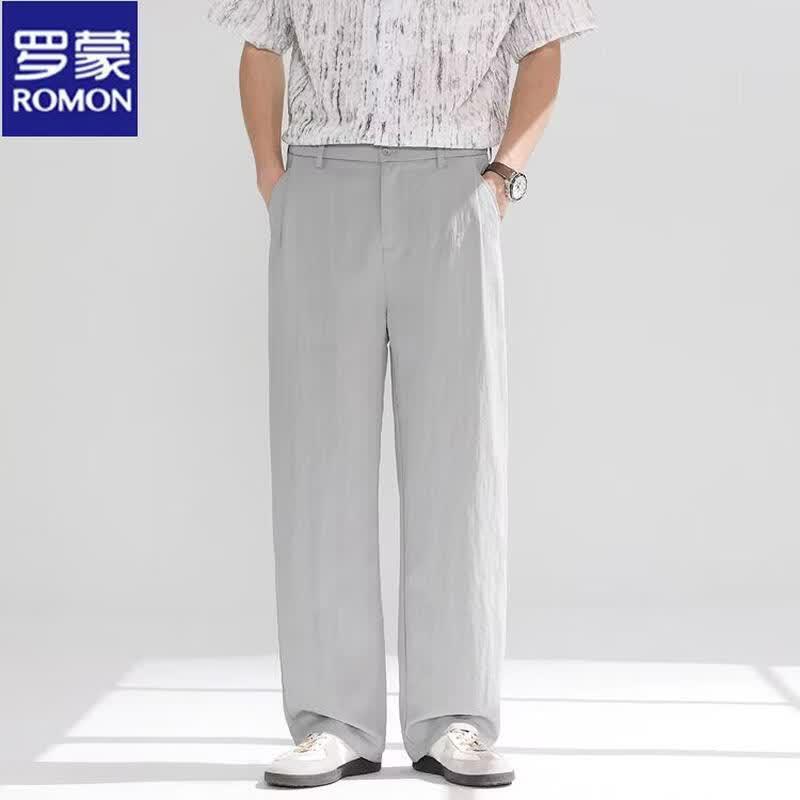 

ROMON Old Money Style Lyocell Blend Straight-Leg Casual Pants 3XL