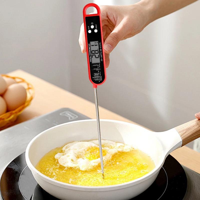 Digitales Fleischthermometer mit klappbarer Sonde Ölthermometer Stab Fleisch Kochthermometer für Küche Outdoor Grillen und BBQ