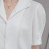 GMXIA Women's Short-sleeved Shirt Summer Commuter Professional Simple Fashion Single-breasted V-neck Shirt