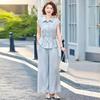 Elegant Summer 2026 Two-Piece Set: Short Sleeve Loose Top & Wide Leg Pants for Women - Chic & Dignified Style for Middle-Aged and Elderly