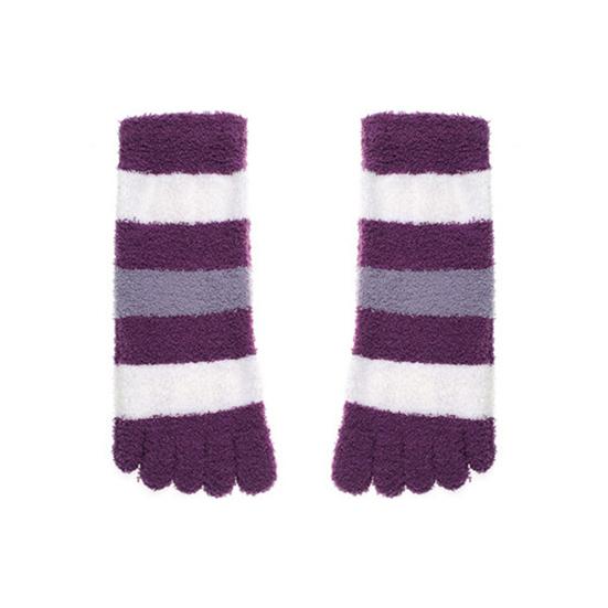 2025 Winter Floor Socks Contrast Color Foot Protection Striped No Odor Five-finger Socks for Running