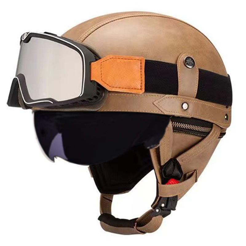 Vintage-Style Open Face Motorcycle Helmet Adults Unisex ABS Half With 3C Certification