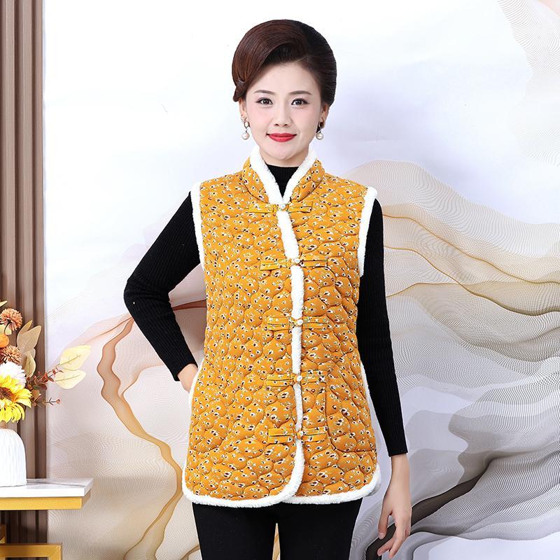 

Теплый и модный жилет с принтом для мам, удобный 4XL оранжевый