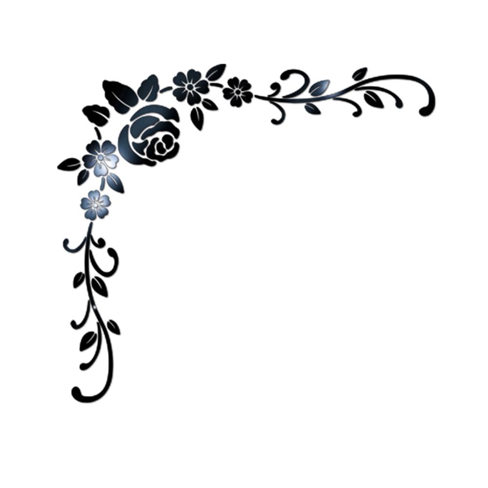 Corridor Wall Sticker Living Room Background Mirror Flower Art Acrylic