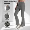 Flared Pants with Pockets Nude-Feel Yoga Fitness Pants for Women High-Waisted Slightly Flared Pants for Outerwear