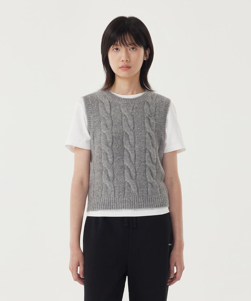 COVERNAT WOMAN Cable Knit Vest Melange Gray