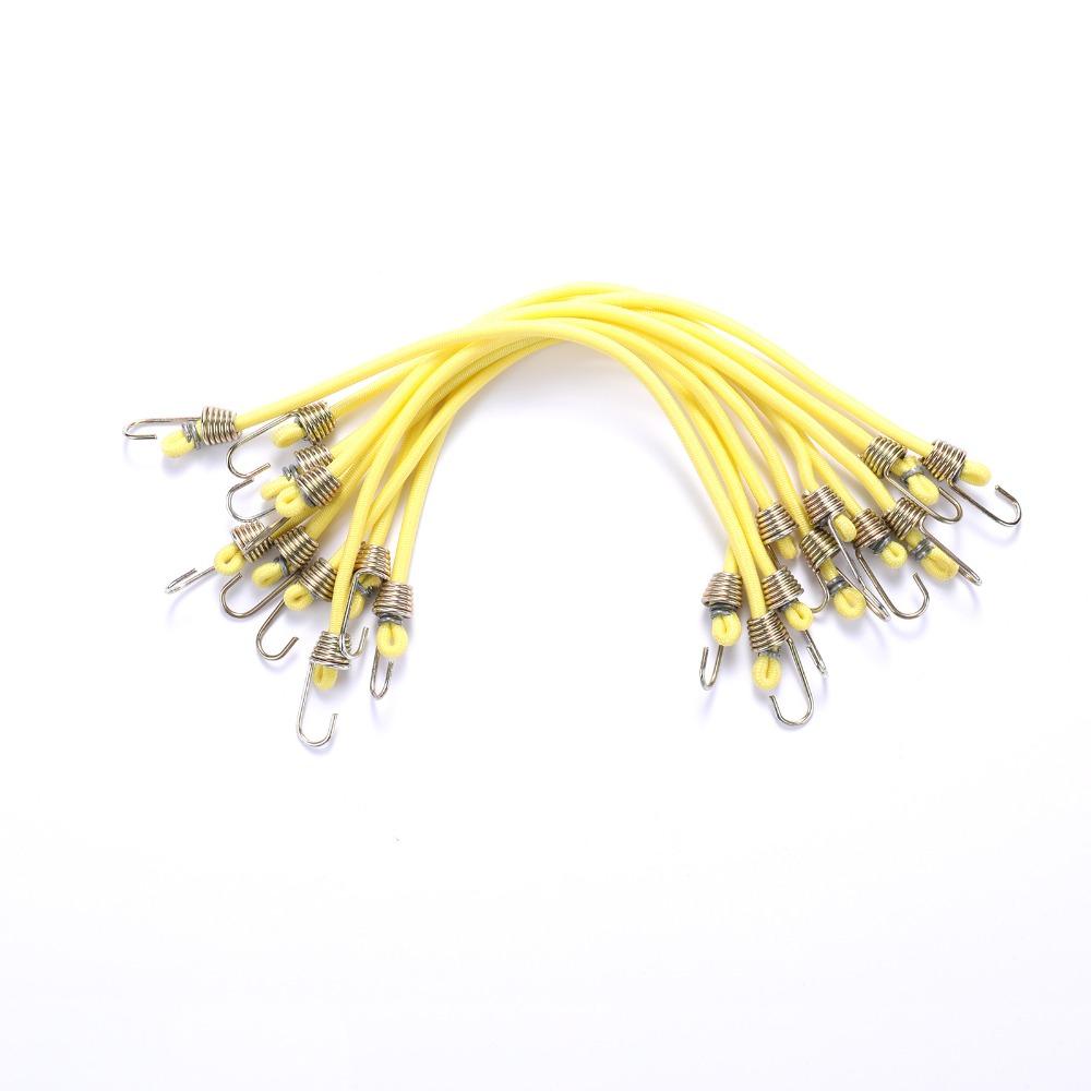 10 PCS with Steel Hooks Elastic Rope 10-Inch Rubber Strap Outdoor Bungee Cords  Bikes