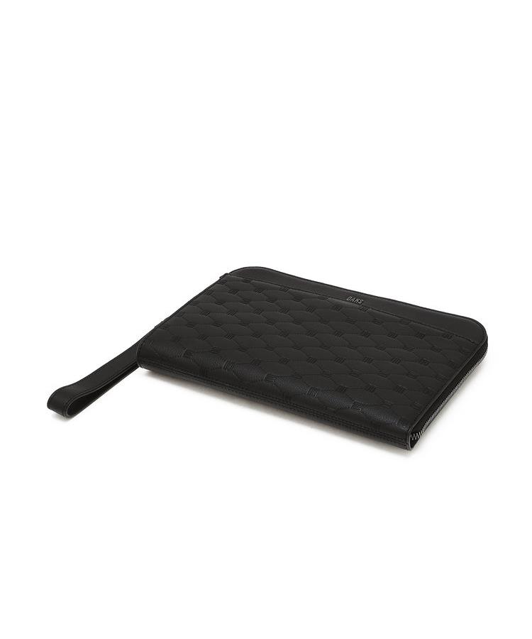 Daks Men'S Accessories Black Lolo Pattern Cowhide Clutch Bag Dbba6F006Bk