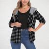Women Long Sleeve Plaid Jackets Shirt Long Sleeve Casual Loose Coat Outwear