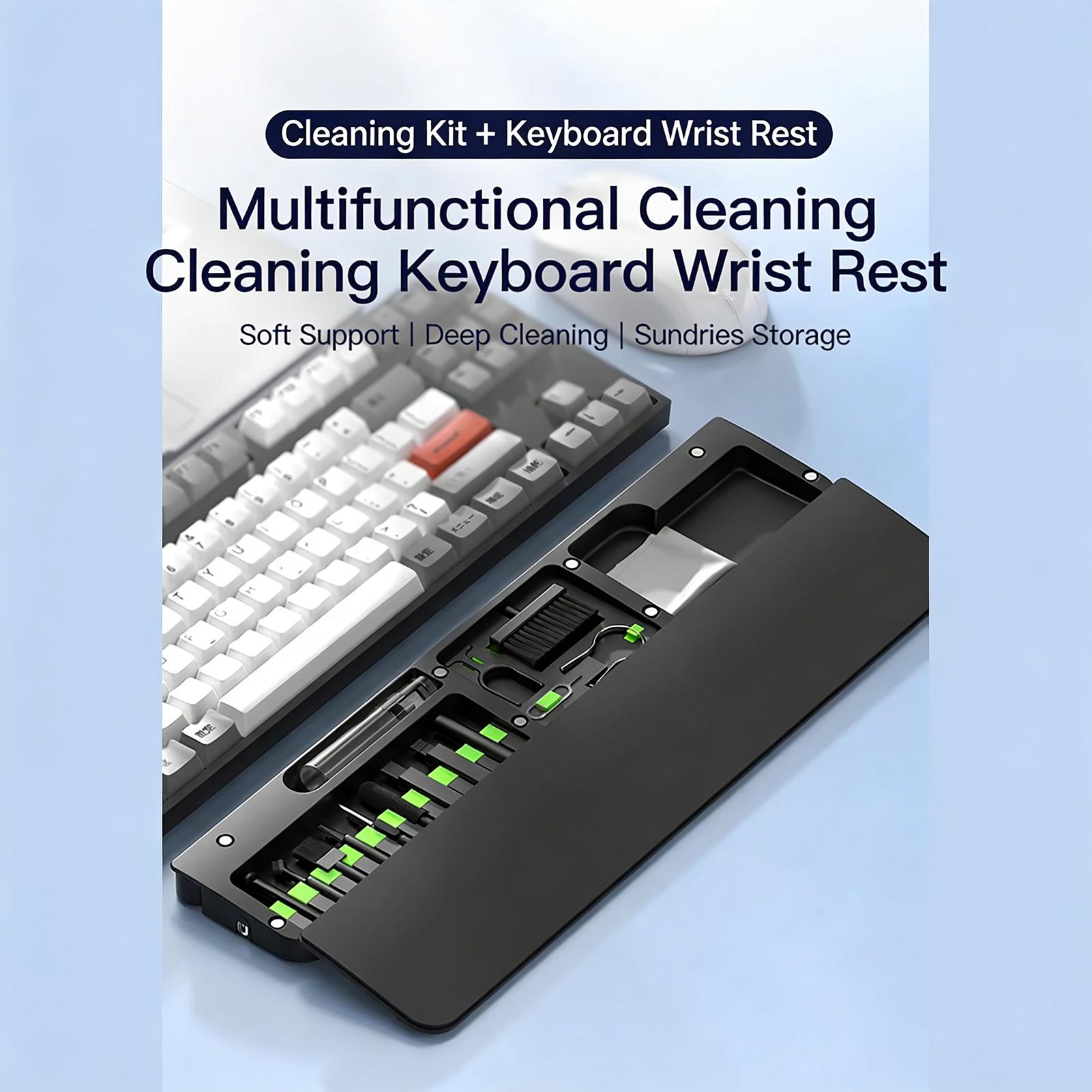 

Keyboard Wrist Rest Pad with Cleaning Tool Kit Leather Hand Wrist Rest for Mechanical Keyboard