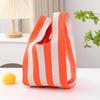 Korean Style Women's Striped Knit Tote & Vest Bag - Trendy Handbag Gilet