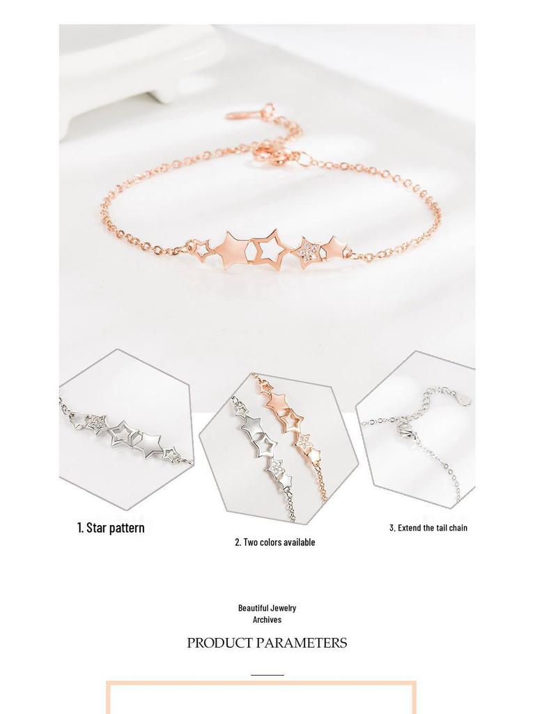 Versatile Zircon Star Bracelet for Women - Personalized Five-Star Design, Perfect for High-End Christmas or Birthday Gift