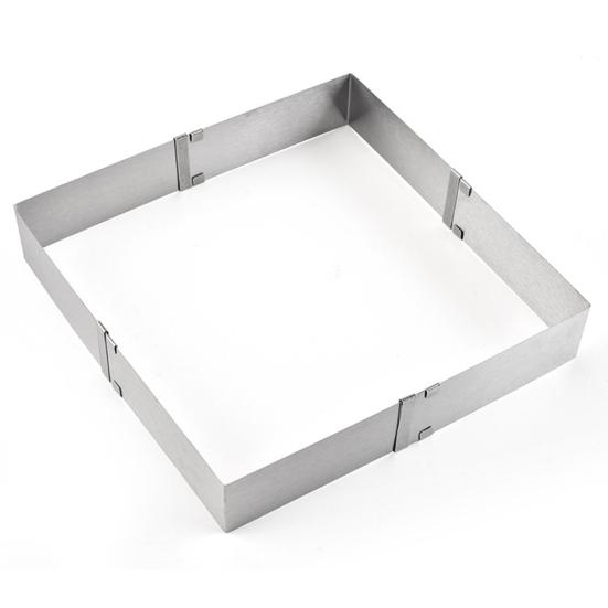 Anillo de Mousse Cuadrado 3D Grande de Acero Inoxidable Molde Ajustable para Hornear Pasteles Galletas