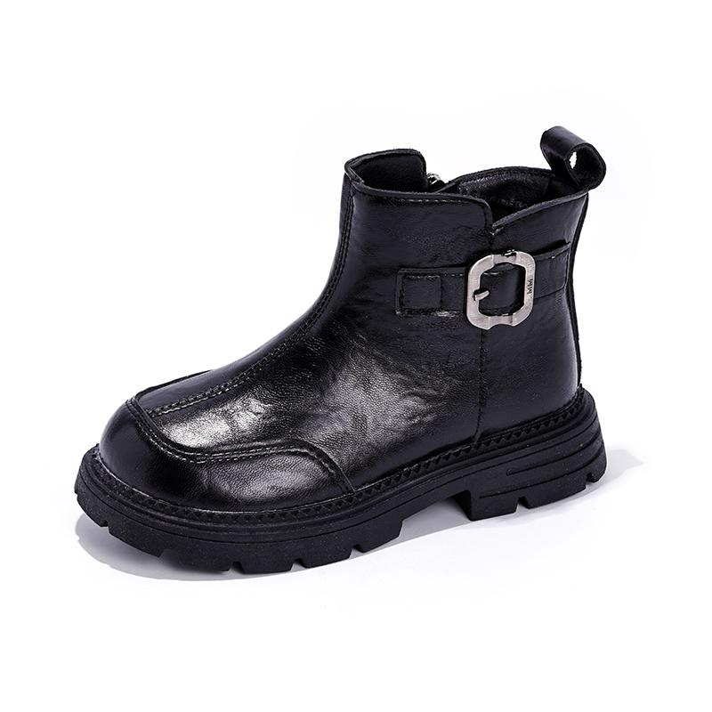 

Winter New Style Boys Short Boots; Girls Fur-lined Warm Princess Leather Boots; Middle and Large Children s Cotton Boots 36 чорний