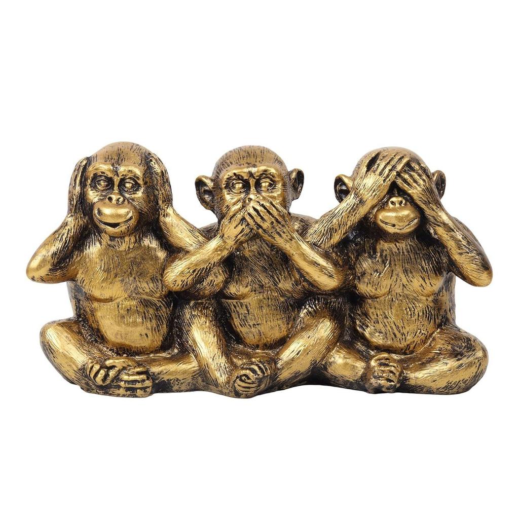 Polyresin Three Wise Monkeys Statue Showpiece for Home Decor Decoration and Gifting