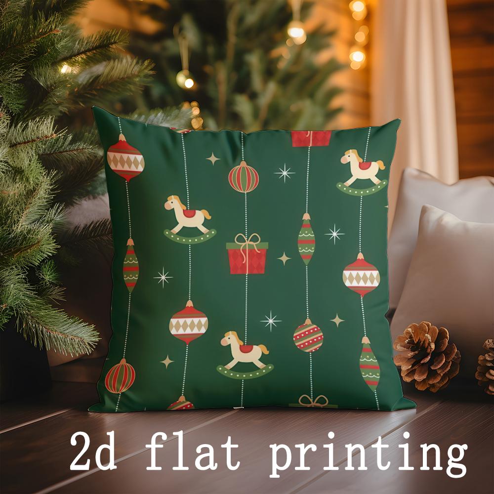 

Home Decor Merry Christmas Decorative Pillow Covers Suitable For Sofa Bedroom Car Pillow Cover Cushion Rectangular Back Cushion 16x16Inch