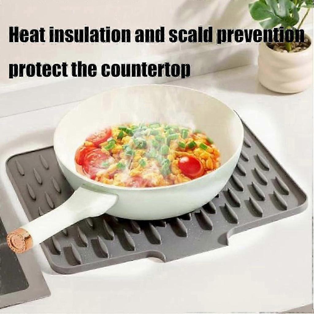 Silicone draining mat, non-slip, drip-free, heat-resistant, draining mat compatible with kitchen counter, sink with integrated angled drain, green