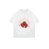 Cute Strawberry Print T Shirt White I Just Want To Love You Text Design For Casual Wear Summer Outfits Women Fashion Trendy Top