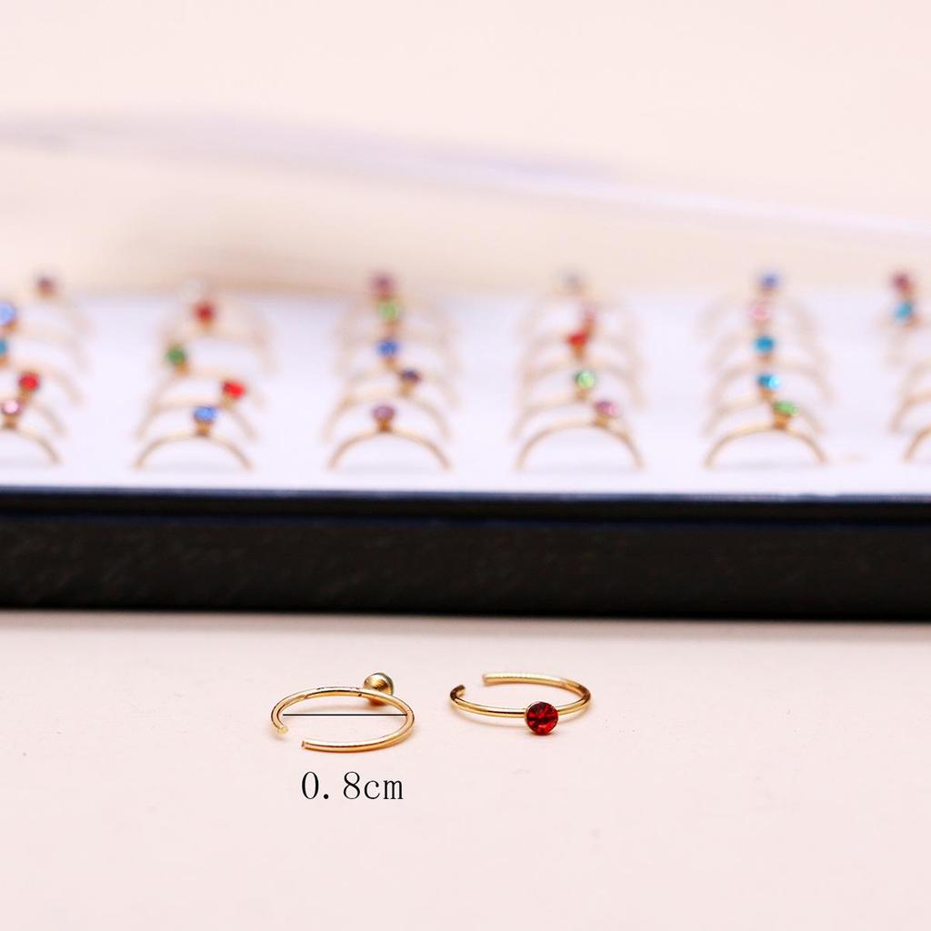 Gold-Plated Rhinestone Stainless Steel Nose Rings - 40 Pieces
