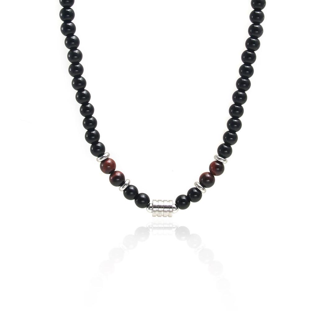 Tiger Eye Geometric Pendant Chain For Men Women With Titanium Plated Lock For Trendy Streetwear