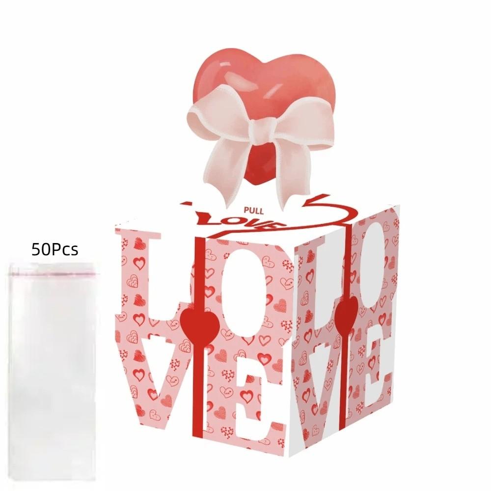 Surprise Valentine s Day Cash Pull Box Paper Birthday Cash Gift Birthday Money Box  Valentine s Day StyleE 50Pcs Clear