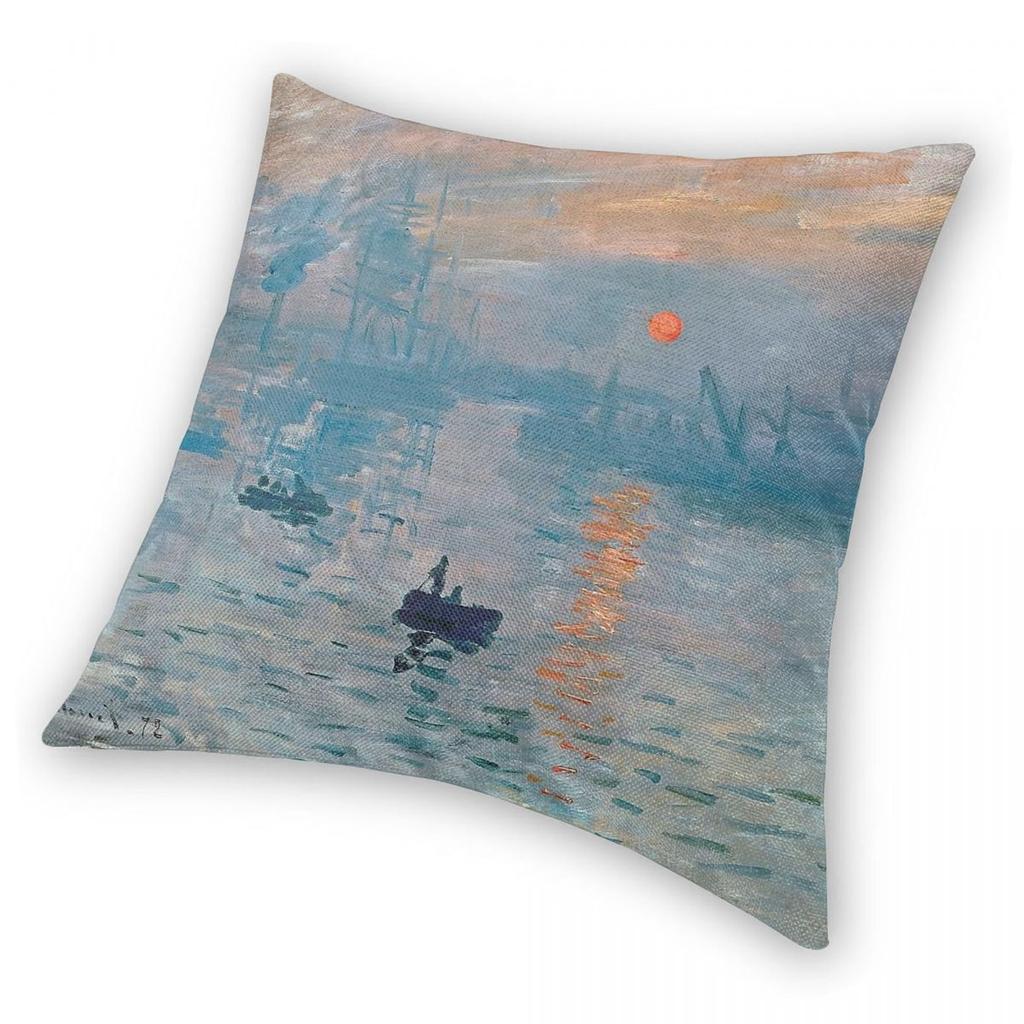 Claude Monet Impresja Wschód Słońca Poszewka na Poduszkę Poliester Len Aksamit Kreatywna Zamek Dekoracyjna Poszewka na Poduszkę Dekoracyjną Poszewka na Poduszkę Sofa