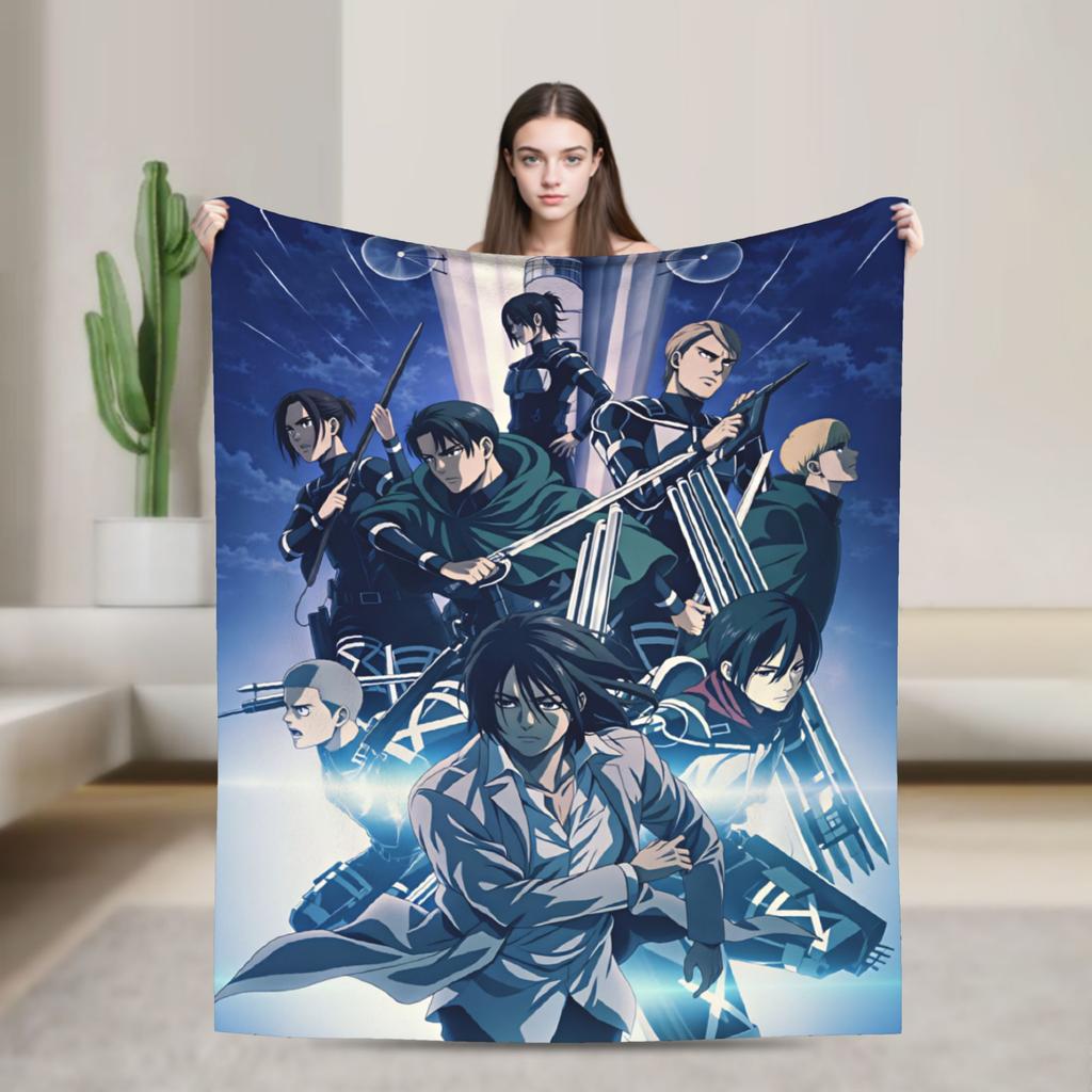 Attack On Titan Blanket Quality Super Soft Throw Blanket Winter Decorative Couch Chair Sofa Bed Funny Bedspread