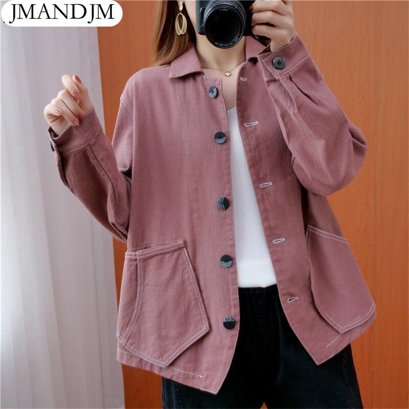 

Куртка-бомбер, женская одежда, свободная осенне-зимняя хлопковая толстая куртка, винтажная женская верхняя одежда, однотонная розовая