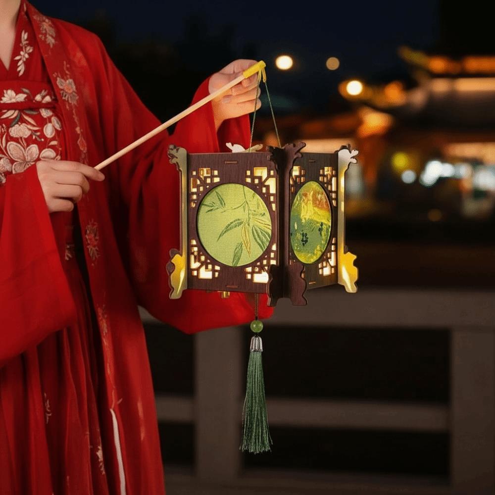 Traditional Retro Lantern DIY Handmade Mid Autumn Craft Wooden Lamp Kit  Night