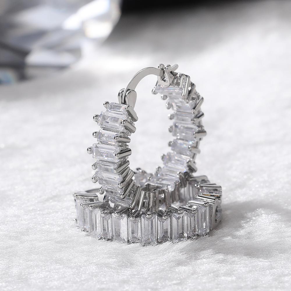 BELLA BOX High-quality Silver Color/Gold Color Earrings Women Wedding Party Hoop Earring Versatile Luxury Zircon Jewelry
