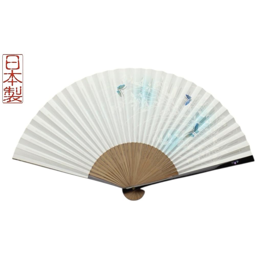 Butterfly Dance Made In Paper Traditional Japanese Personal X 33cm When Kyoto-style Fan, (Blue), Japan, Kyoto, Women's Fan, Craftsmanship, Accessory,