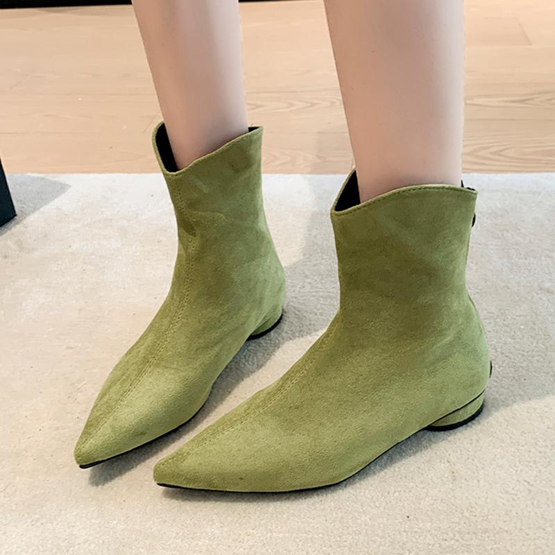 Fashion Pointed Toe Women Ankle Boots Suede Fashion Heeled Shoes Sexy Luxury Winter Short Plush 2025 Designer Dress Boots Para Mujer