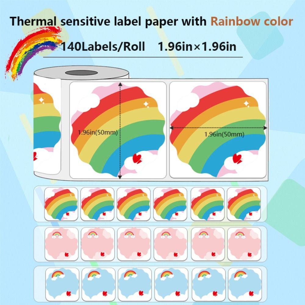 140/230Pcs DIY Blank Label Sticker Rainbow Self-Adhesive Thermal Paper  Shipping Labels
