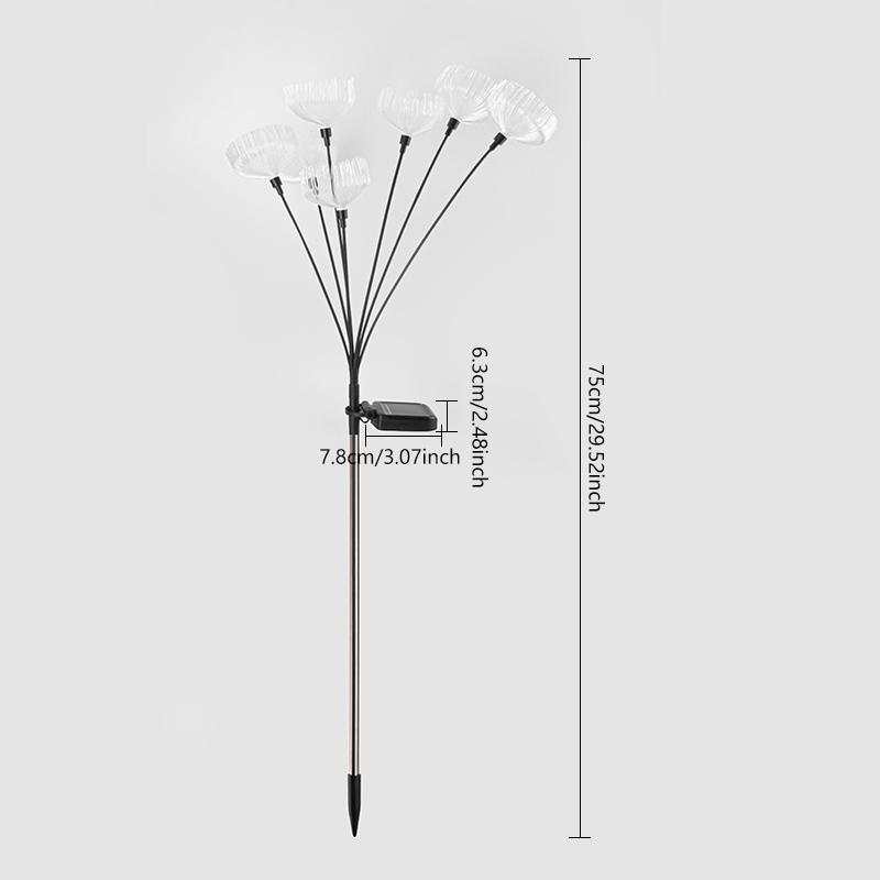 2pcs Outdoor Solar Jellyfish Light, 7 LED Fiber Optic Pathway Lights , for Courtyard, Garden, Villa, Lawn, Waterproof Camping