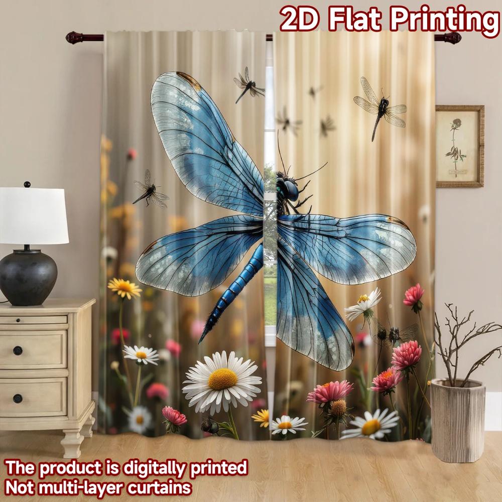 2D Flat Photography Backdrop Tapestry Dragonfly In Flower Field 100% Polyester Family Party Decoration Perfect for New Year