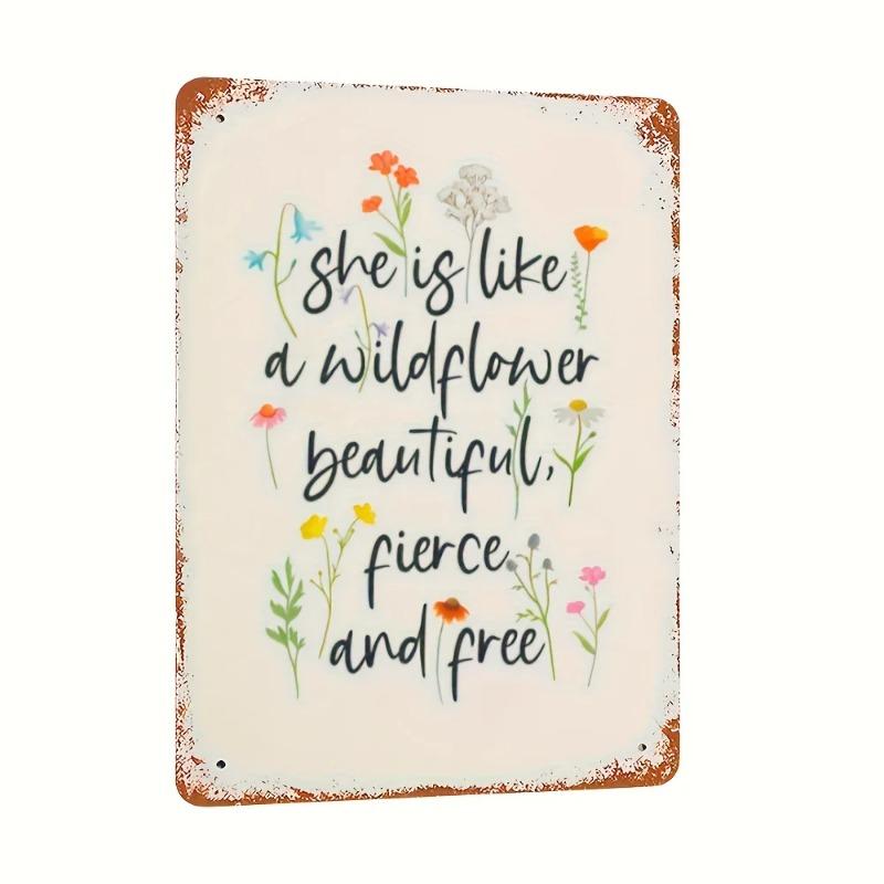 Vintage Metal Wildflower Tin Sign Retro Garage Wall Decor