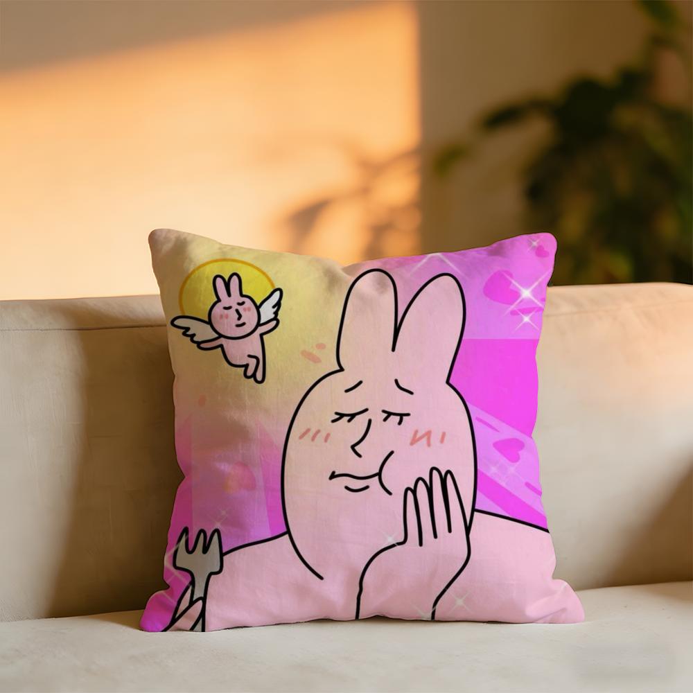 Pink Bunny Cue Cushion Cover Cozy Velvet Throw PillowSoft Warm Cushion For Sofa Bed