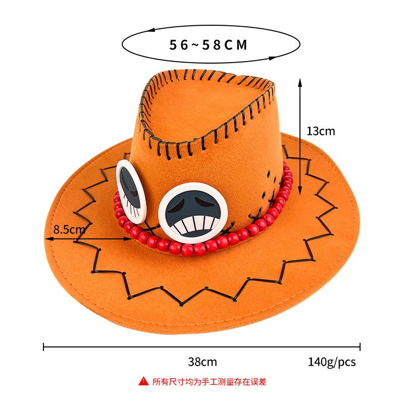 ONE PIECE Fire Fist Ace Hat Male Trend Western Cowboy Hat Anime Peripheral Cosplay Jazz Hat