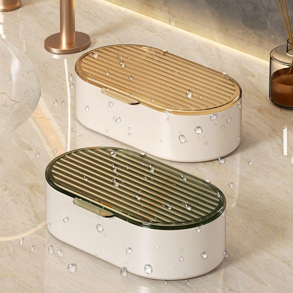 Hollow Light Luxury Double Drain Soap Box Plastic Soap Dish Simple Drain Soap Holder  Bathroom
